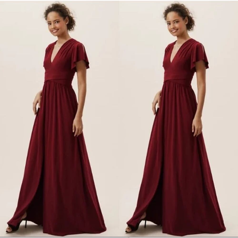 BHLDN Dress Mendoza Maxi Red‎ Burgundy Women 14 Formal Wedding Holiday Modest